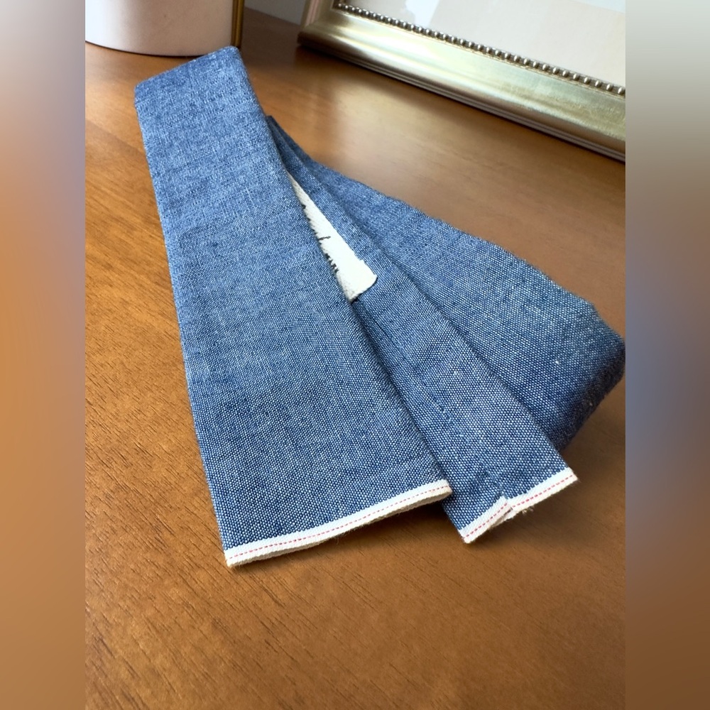 Blue chambray cotton tie by The Hillside. Great condition.